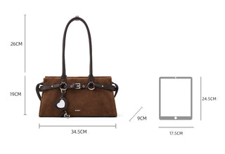 gold suede shoulder bag