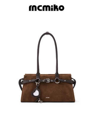 gold suede shoulder bag