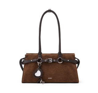 gold suede shoulder bag