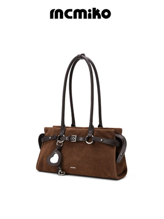 gold suede shoulder bag