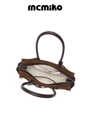 gold suede shoulder bag