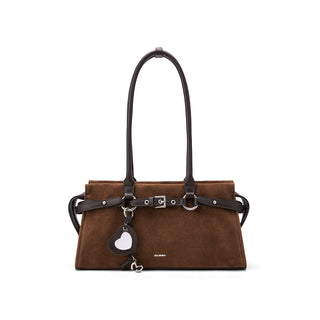 gold suede shoulder bag