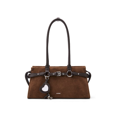 gold suede shoulder bag