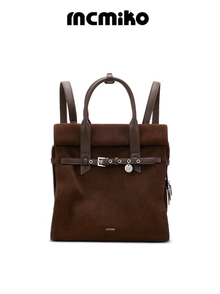 suede book backpack