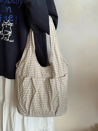 plaid bucket bag
