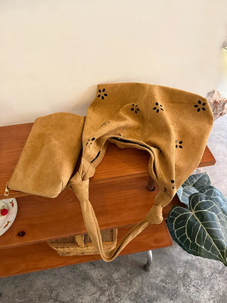 suede hollow tote