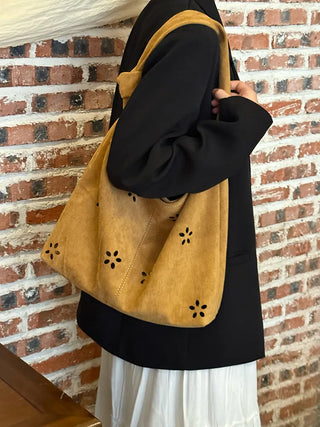 suede hollow tote