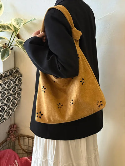 suede hollow tote