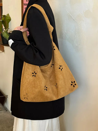 suede hollow tote