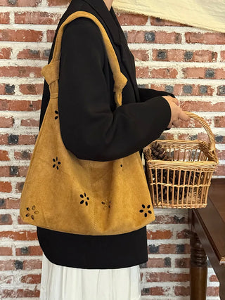 suede hollow tote