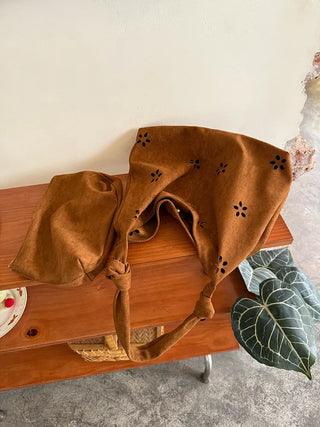 suede hollow tote