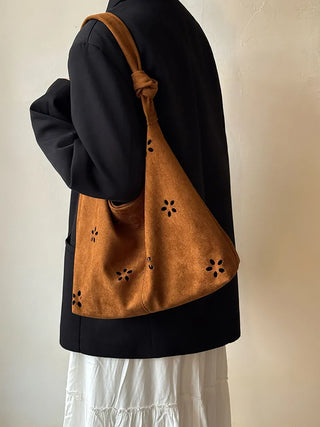 suede hollow tote