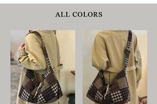 plaid tote bag