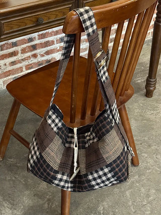 plaid tote bag