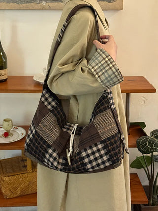 plaid tote bag