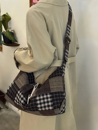 plaid tote bag