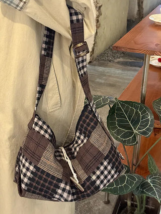 plaid tote bag