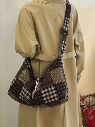 plaid tote bag