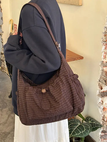 plaid messenger bag