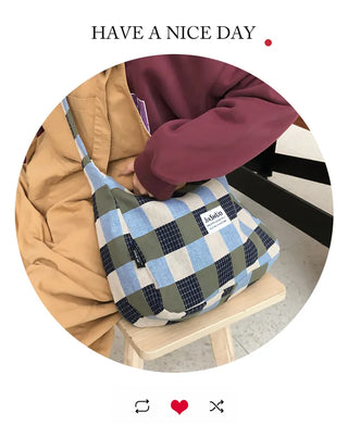 plaid canvas messenger