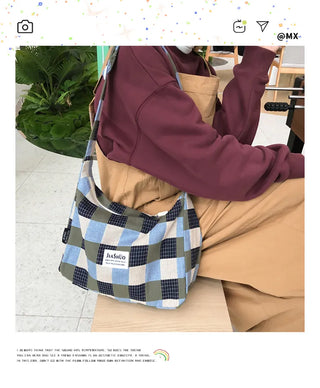 plaid canvas messenger