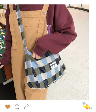 plaid canvas messenger