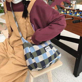 plaid canvas messenger