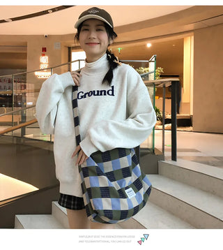 plaid canvas messenger