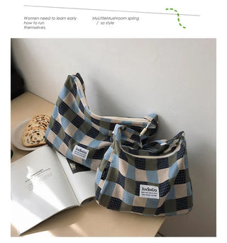 plaid canvas messenger