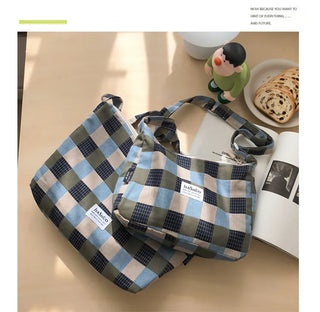 plaid canvas messenger