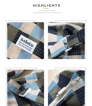 plaid canvas messenger