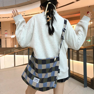 plaid canvas messenger