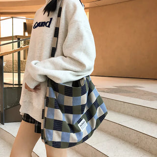 plaid canvas messenger