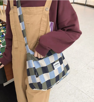 plaid canvas messenger