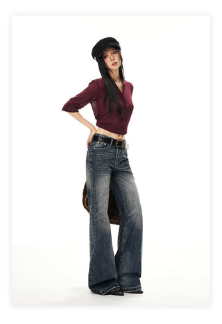 low waist bell-bottom