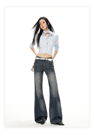 low waist bell-bottom