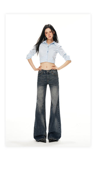 low waist bell-bottom