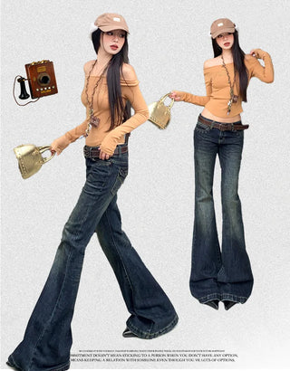 low waist bell-bottom