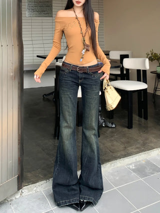 low waist bell-bottom