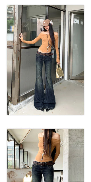 low waist bell-bottom