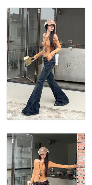 low waist bell-bottom