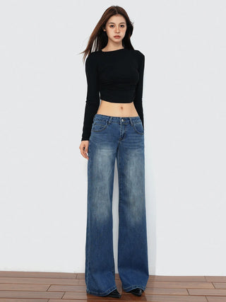 loose bell-bottom jeans
