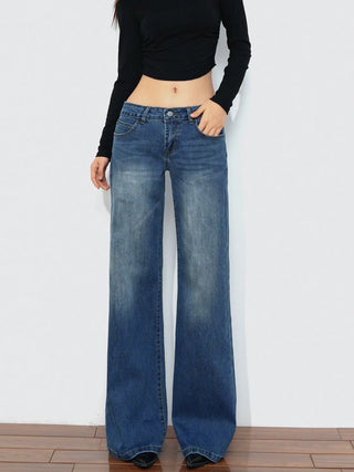 loose bell-bottom jeans