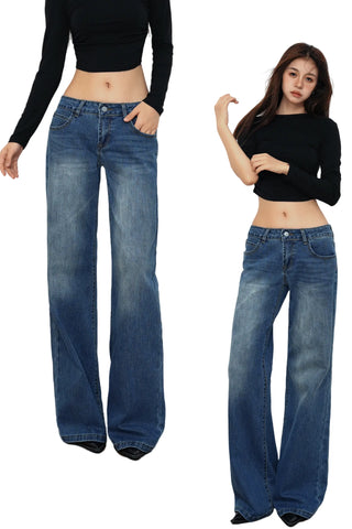 loose bell-bottom jeans