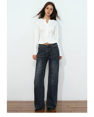 mid-waist straight jeans