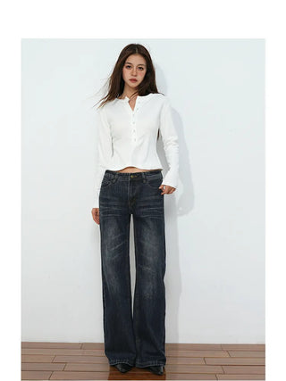 mid-waist straight jeans