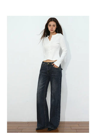 mid-waist straight jeans