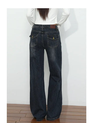 mid-waist straight jeans