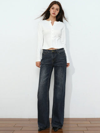 mid-waist straight jeans
