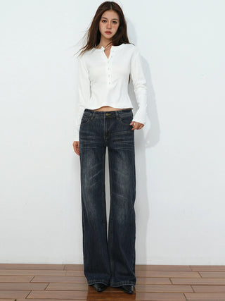 mid-waist straight jeans
